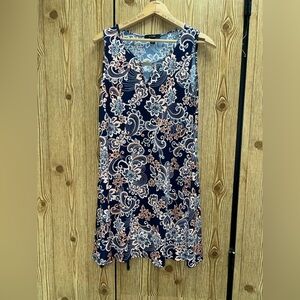 Expresso Navy and White Floral Sleeveless Mini‎ Dress medium